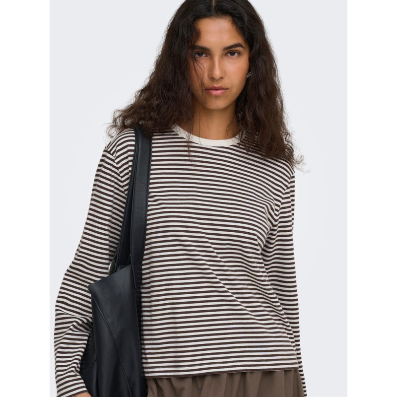 ONLY Freja langærmet bluse - Coffee Bean / CLOUD DANCER