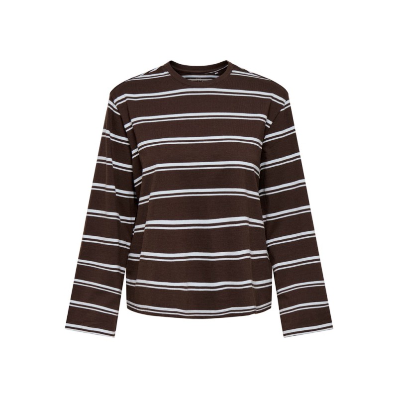 ONLY Freja langærmet bluse - Coffee Bean / BALLAD BLUE