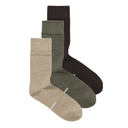 JACK & JONES Louis strømper 3 pak - Plaza Taupe Smokey Olive / CHOCOLATE TORTE