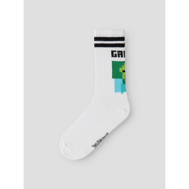 NAME IT KIDS Jakobsen Minecraft tennisstrømper 2 pak - Bright White