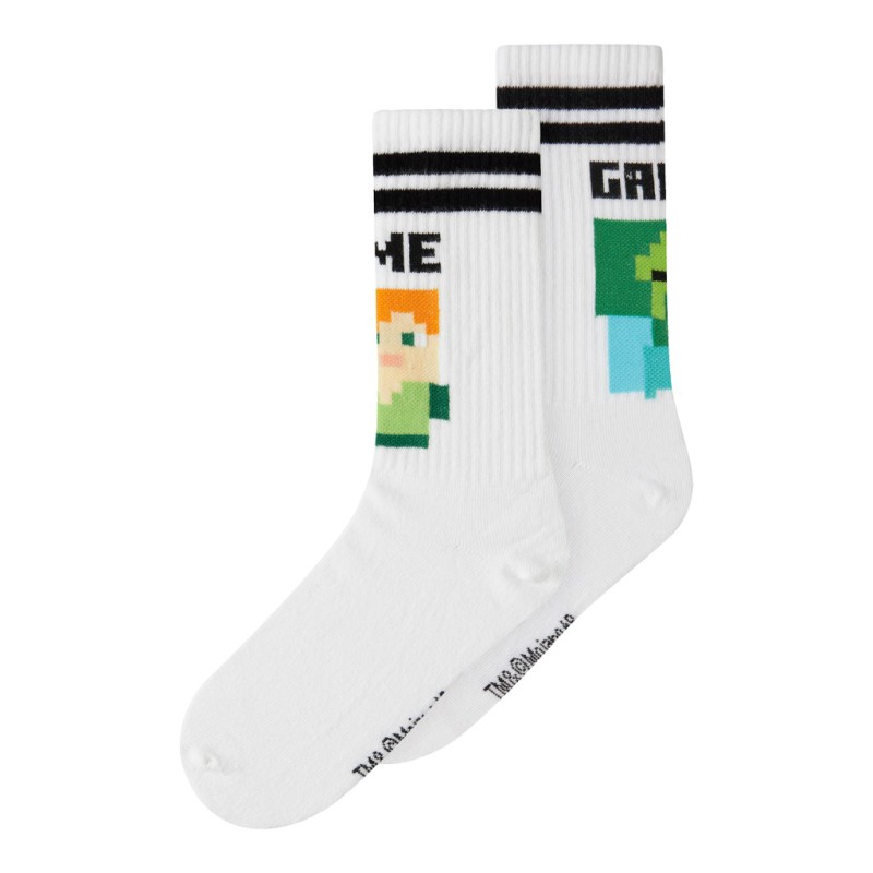NAME IT KIDS Jakobsen Minecraft tennisstrømper 2 pak - Bright White