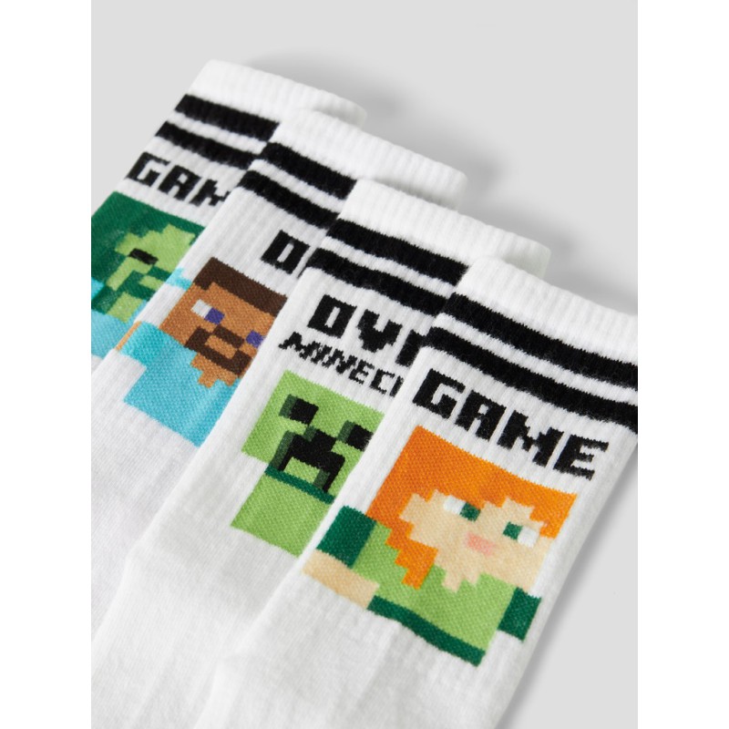 NAME IT KIDS Jakobsen Minecraft tennisstrømper 2 pak - Bright White