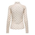 ONLY Erica mesh langærmet bluse - Seedpearl / BLACK DOT