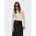 ONLY Erica mesh langærmet bluse - Seedpearl / BLACK DOT