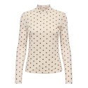 ONLY Erica mesh langærmet bluse - Seedpearl / BLACK DOT