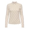 ONLY Erica mesh langærmet bluse - Seedpearl / BLACK DOT