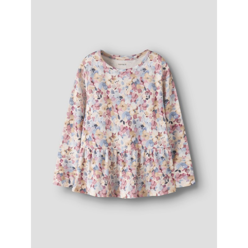 NAME IT MINI Nadena langærmet bluse - Peyote Melange / Lilas