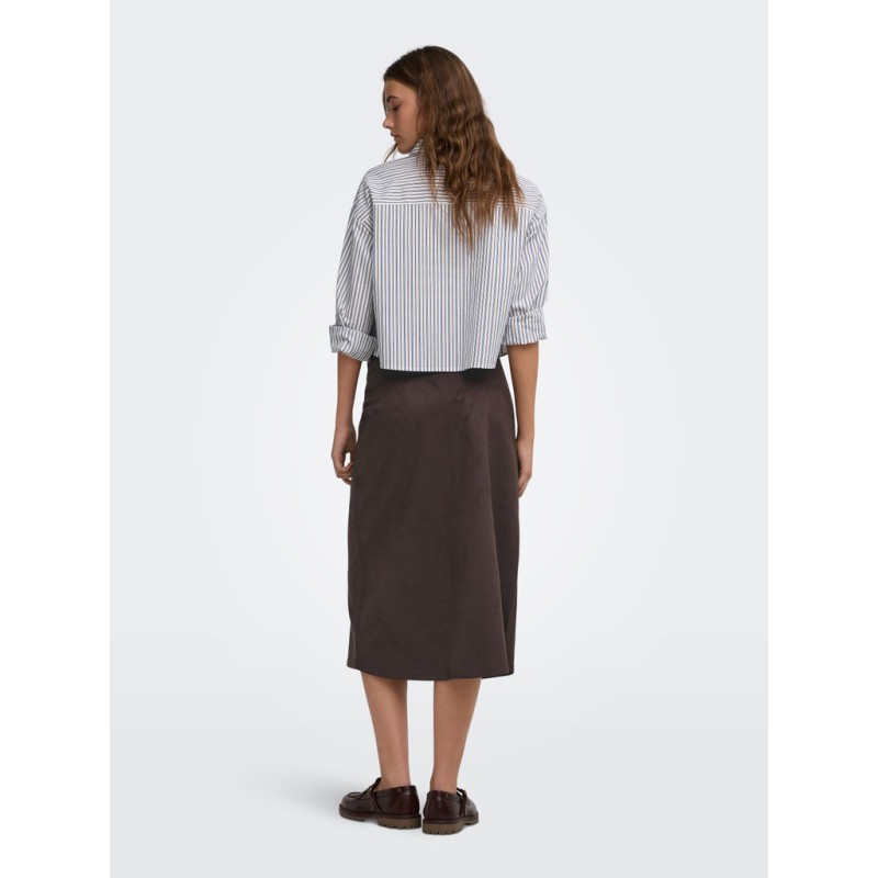 ONLY Diane faux midi ruskinds nederdel - Coffee Bean
