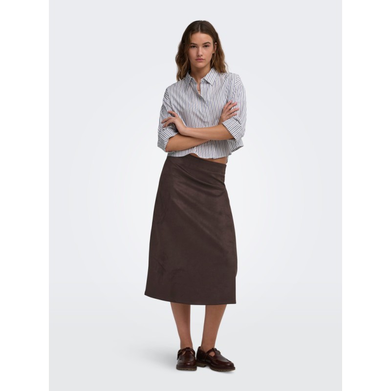 ONLY Diane faux midi ruskinds nederdel - Coffee Bean