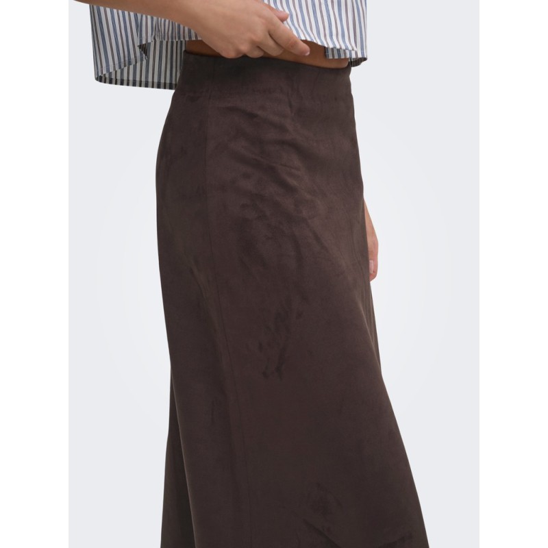 ONLY Diane faux midi ruskinds nederdel - Coffee Bean