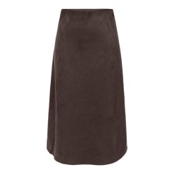 ONLY Diane faux midi ruskinds nederdel - Coffee Bean