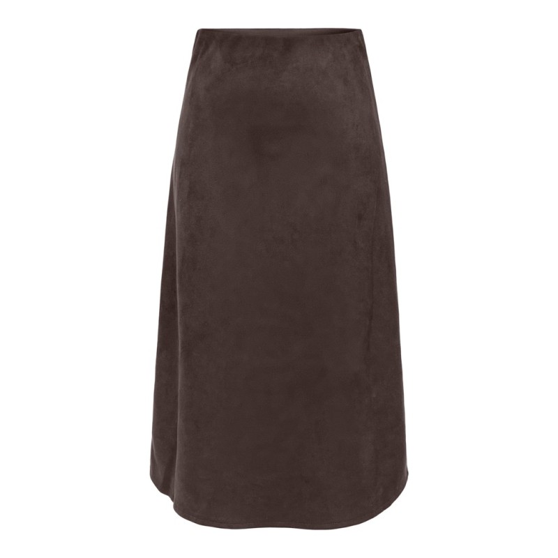 ONLY Diane faux midi ruskinds nederdel - Coffee Bean