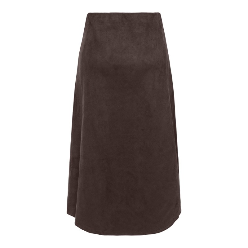 ONLY Diane faux midi ruskinds nederdel - Coffee Bean