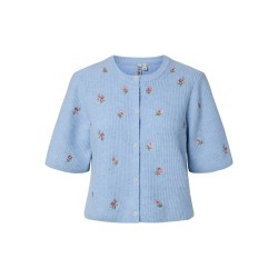 PIECES Silly strik cardigan - Cashmere Blue / WHITE FLOWER