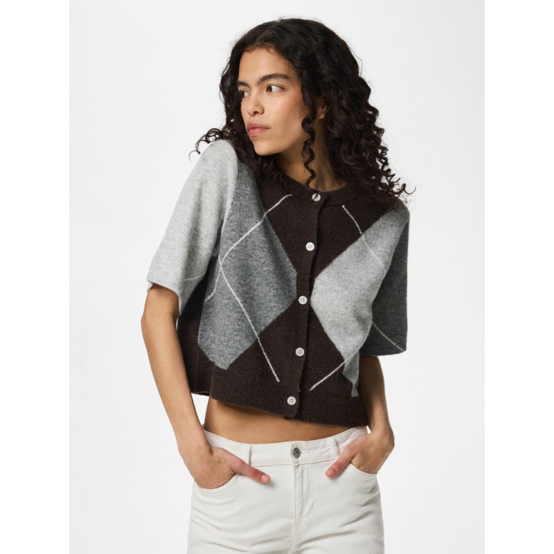 PIECES Sally strik cardigan - Hot Fudge / GREY / BIRCH