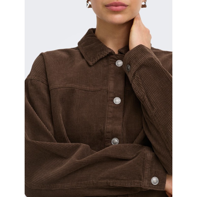 ONLY Kana Corduroy langærmet jakke - Chocolate Martini