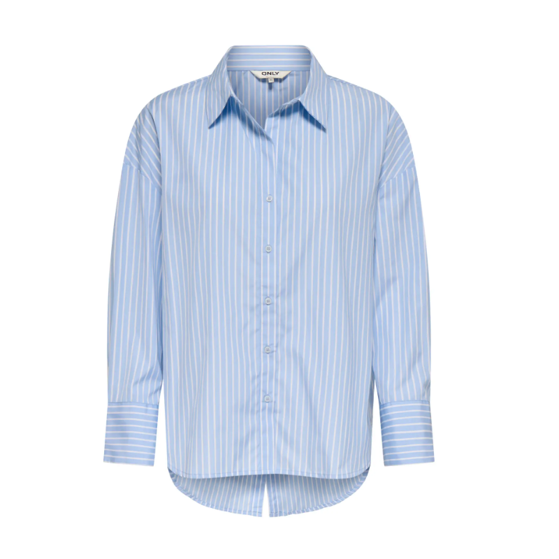 ONLY Oregon Alva langærmet skjorte - Soft Chambray / BRIGHT WHITE