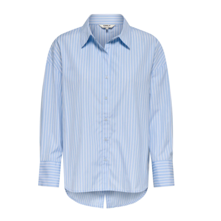 ONLY Oregon Alva langærmet skjorte - Soft Chambray / BRIGHT WHITE