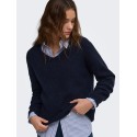 ONLY Camilla langærmet strik pullover - Night Sky