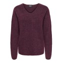 ONLY Camilla langærmet strik pullover - Mauve Wine / MELANGE