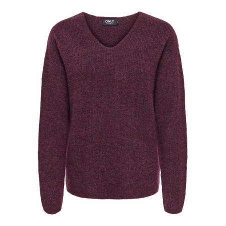 ONLY Camilla langærmet strik pullover - Mauve Wine / MELANGE