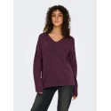 ONLY Camilla langærmet strik pullover - Mauve Wine / MELANGE