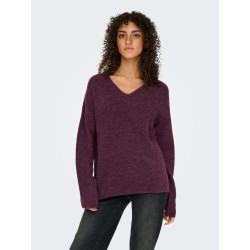 ONLY Camilla langærmet strik pullover - Mauve Wine / MELANGE