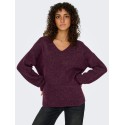 ONLY Camilla langærmet strik pullover - Mauve Wine / MELANGE