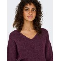 ONLY Camilla langærmet strik pullover - Mauve Wine / MELANGE
