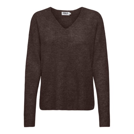 ONLY Camilla langærmet strik pullover - Coffee Bean / MELANGE