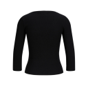 JJXX Fifi 3/4 ærme rib V-hals bluse - Sort