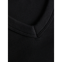 JJXX Fifi 3/4 ærme rib V-hals bluse - Sort