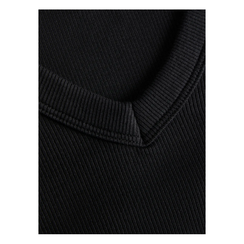 JJXX Fifi 3/4 ærme rib V-hals bluse - Sort