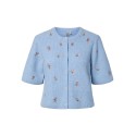 PIECES Silly kortærmet strik cardigan - Cashmere Blue / White flower