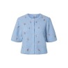 PIECES Silly kortærmet strik cardigan - Cashmere Blue / White flower