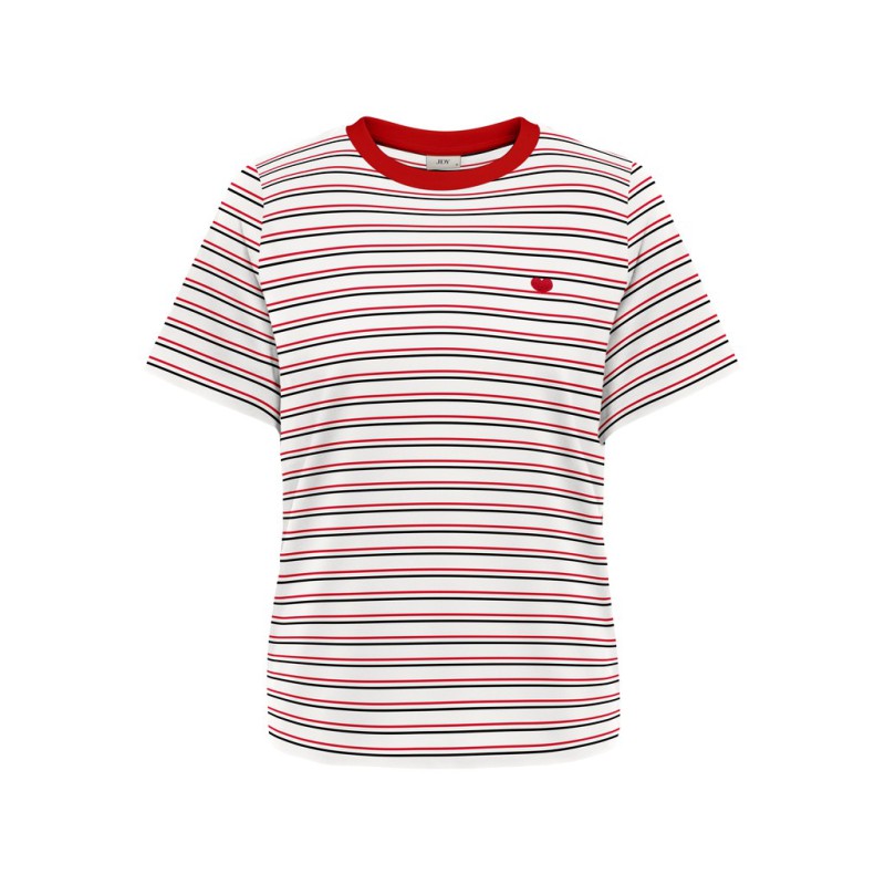 JDY Pisa stribet langærmet top - Cloud Dancer /RACING RED antal