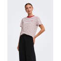 JDY Pisa stribet langærmet top - Cloud Dancer /RACING RED antal