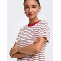 JDY Pisa stribet langærmet top - Cloud Dancer /RACING RED antal