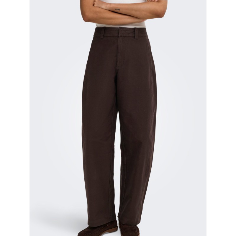 ONLY Clair mellemtalje barrel fit bukser - Black Coffee