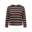ONLY CARMAKOMA Freja brede langærmet T-shirt - Coffee Bean/ Ballad Blue