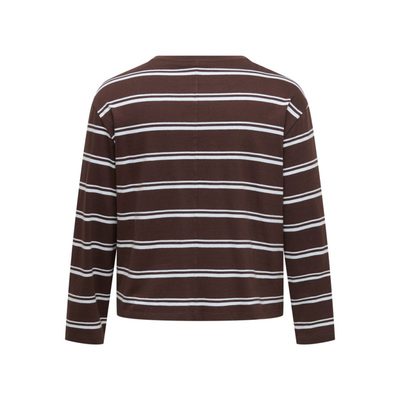 ONLY CARMAKOMA Freja brede langærmet T-shirt - Coffee Bean/ Ballad Blue