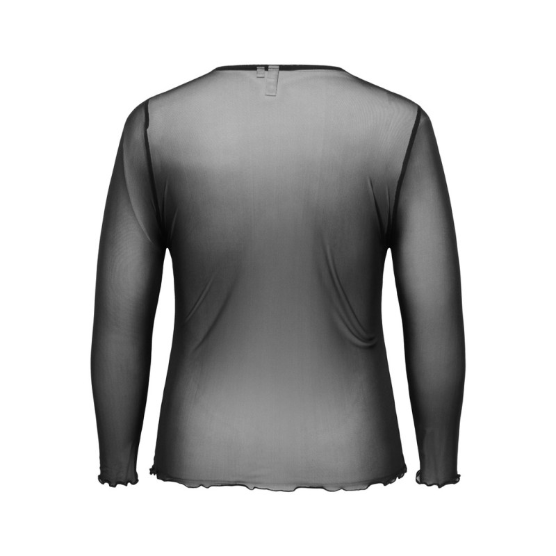 ONLY CARMAKOMA Nox langærmet mesh bluse - Black