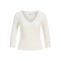 JJXX Fifi 3/4 ærme rib V-hals bluse - Antique White