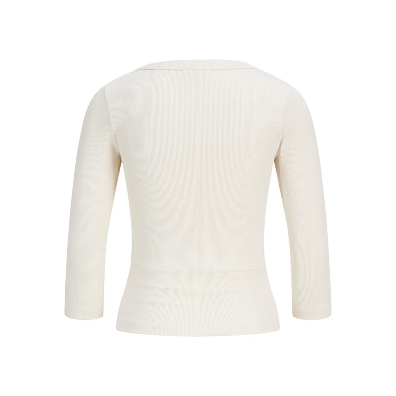 JJXX Fifi 3/4 ærme rib V-hals bluse - Antique White