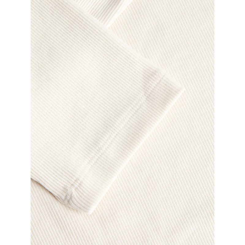 JJXX Fifi 3/4 ærme rib V-hals bluse - Antique White