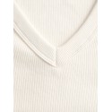 JJXX Fifi 3/4 ærme rib V-hals bluse - Antique White