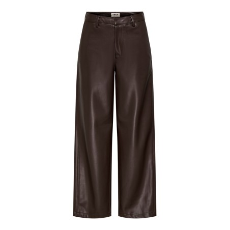 ONLY Neli faux leather barrel bukser - Chocolate Torte