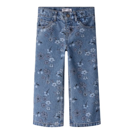 NAME IT MINI Rose wide jeans - Medium Blue Denim / FLOWER