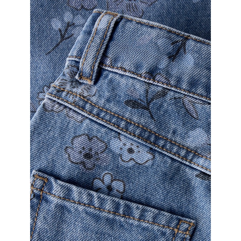 NAME IT MINI Rose wide jeans - Medium Blue Denim / FLOWER