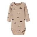 NAME IT BABY Ottoman langærmet body - Sesame
